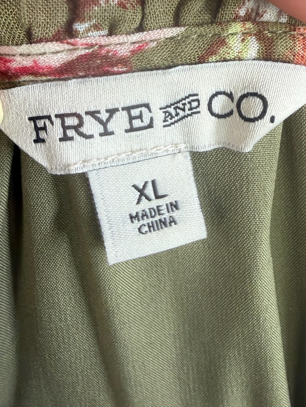 Frye & Co Olive Green Floral Boho Tiered Long Sleeve Dress Women’s XL - Picture 5 of 7